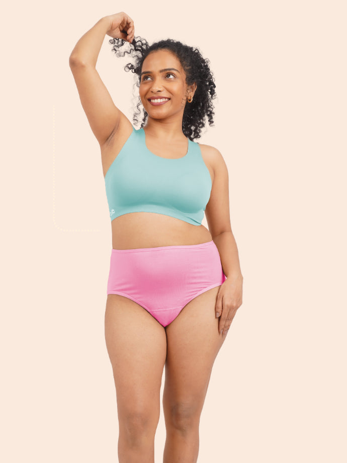 Pack of 5 - Moisture-Wicking Modal Fabric Underwear - Bubbles Pink Midwaist