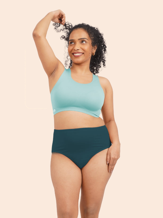 Moisture-Wicking Modal Underwear - Jade Green Midwaist