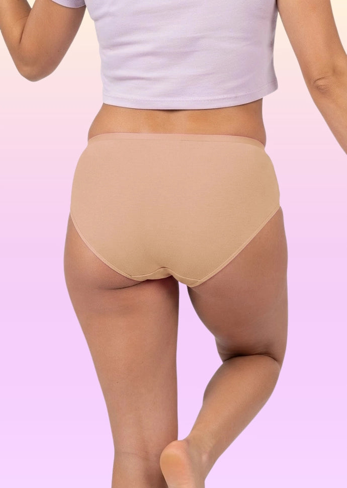 3 Pack - Teen! Mid-waist Bamboo Absorbent Underwear - Beige