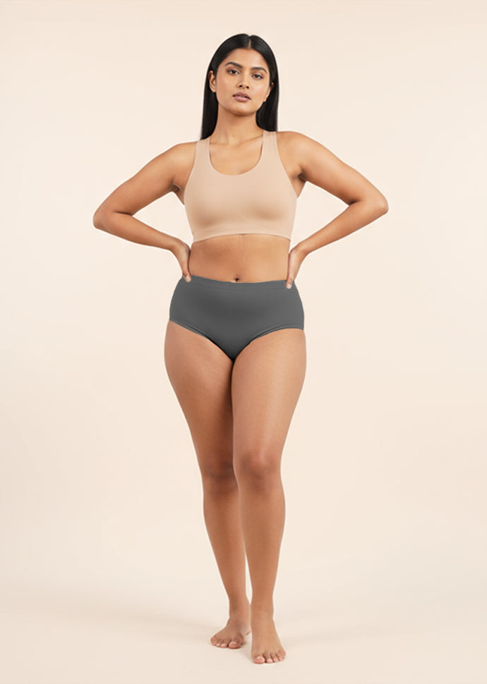 4 Pack - Grey Mid-waist Absorbent Underwear