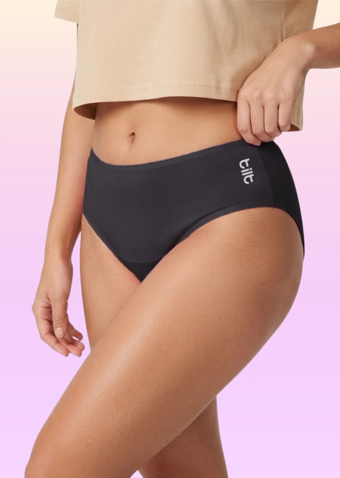 3 Pack - Teen! Mid-waist Bamboo Absorbent Underwear - Black