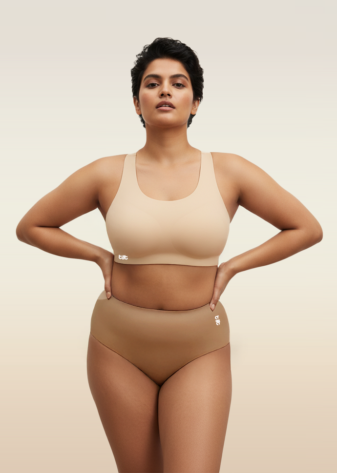 Beige Set - Fursat Crossback Bra & Seamless Underwear