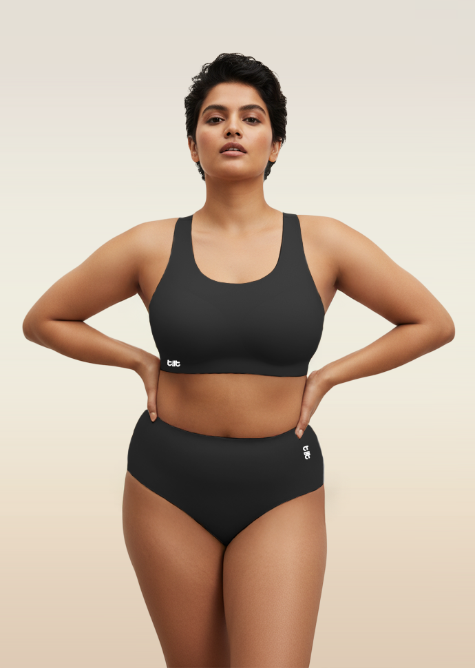 Black Set - Fursat Racerback Bra & Seamless Underwear