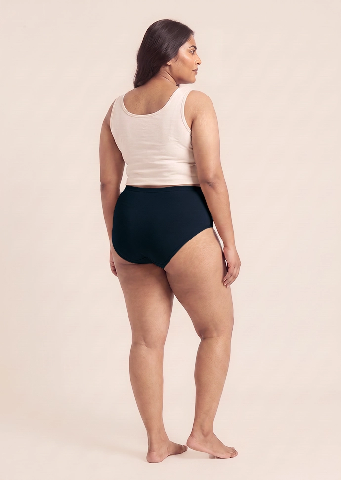 5 Pack - Black High-waist Cotton Absorbent Underwear