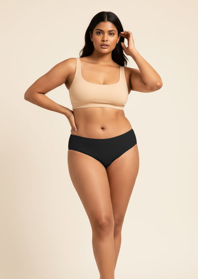 2 Pack - Black Low-waist Absorbent Underwear