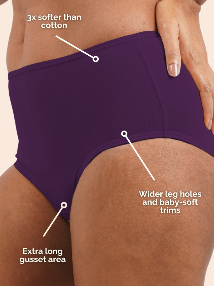Pack of 3 - Moisture-Wicking Modal Fabric Underwear - Merlot Violet Midwaist