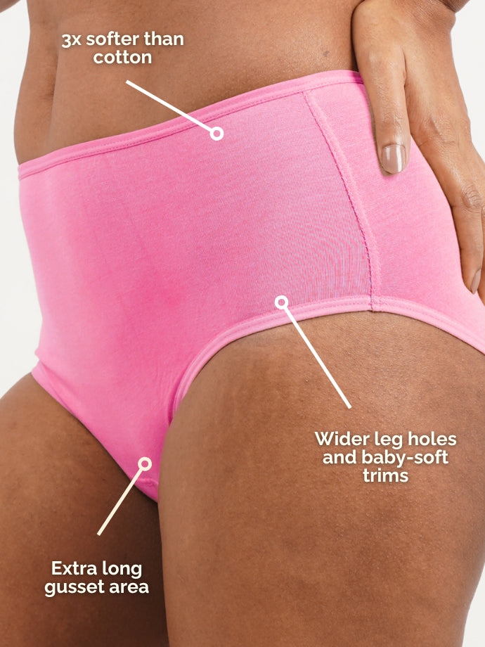 Pack of 5 - Moisture-Wicking Modal Fabric Underwear - Bubbles Pink Midwaist
