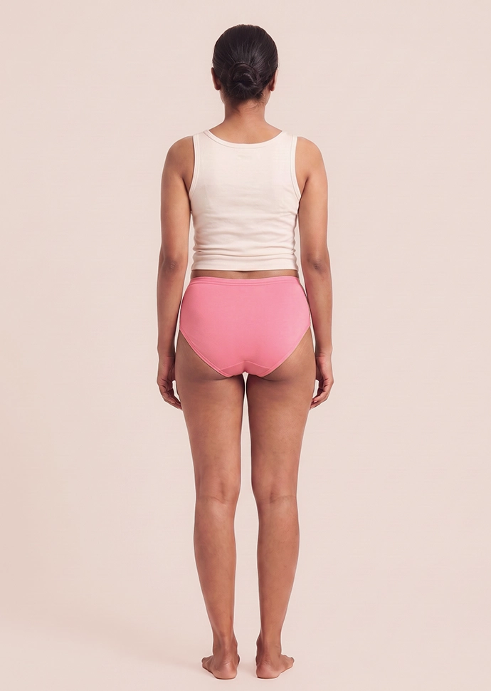 3 Pack - Pink High-waist Cotton Absorbent Underwear