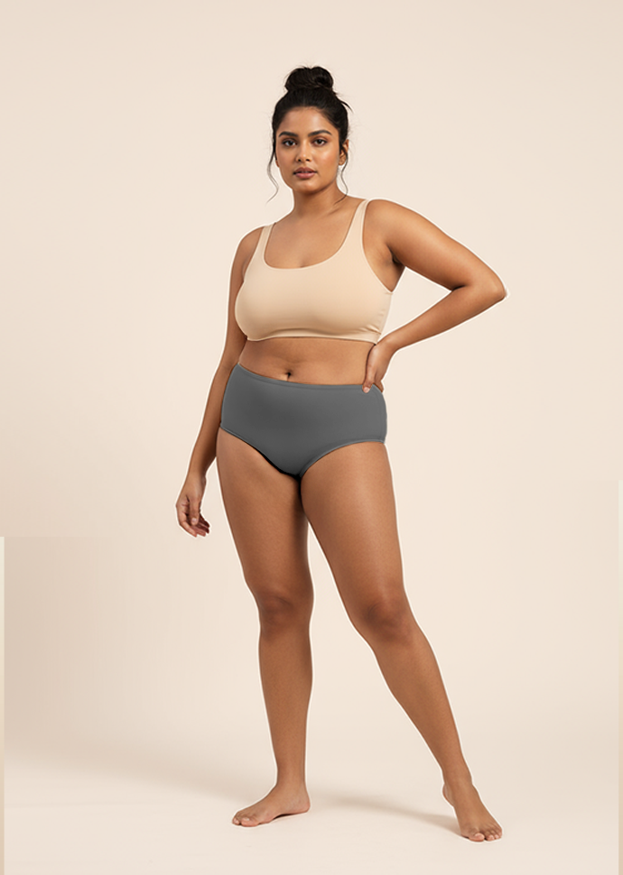 4 Pack - Grey Mid-waist Absorbent Underwear