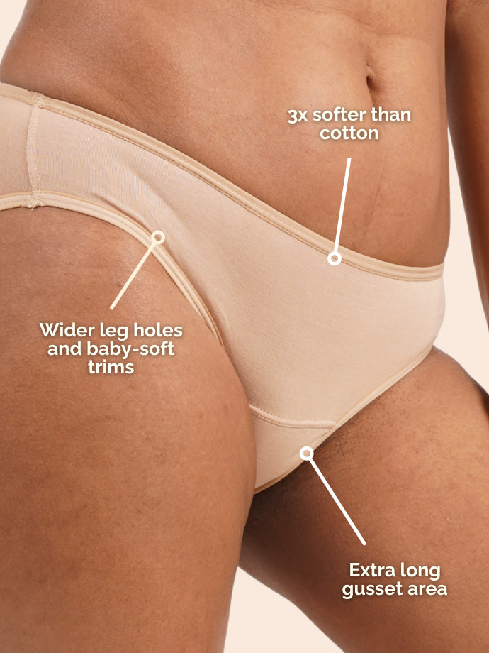 Moisture-Wicking Modal Underwear - Latte Beige Low-waist