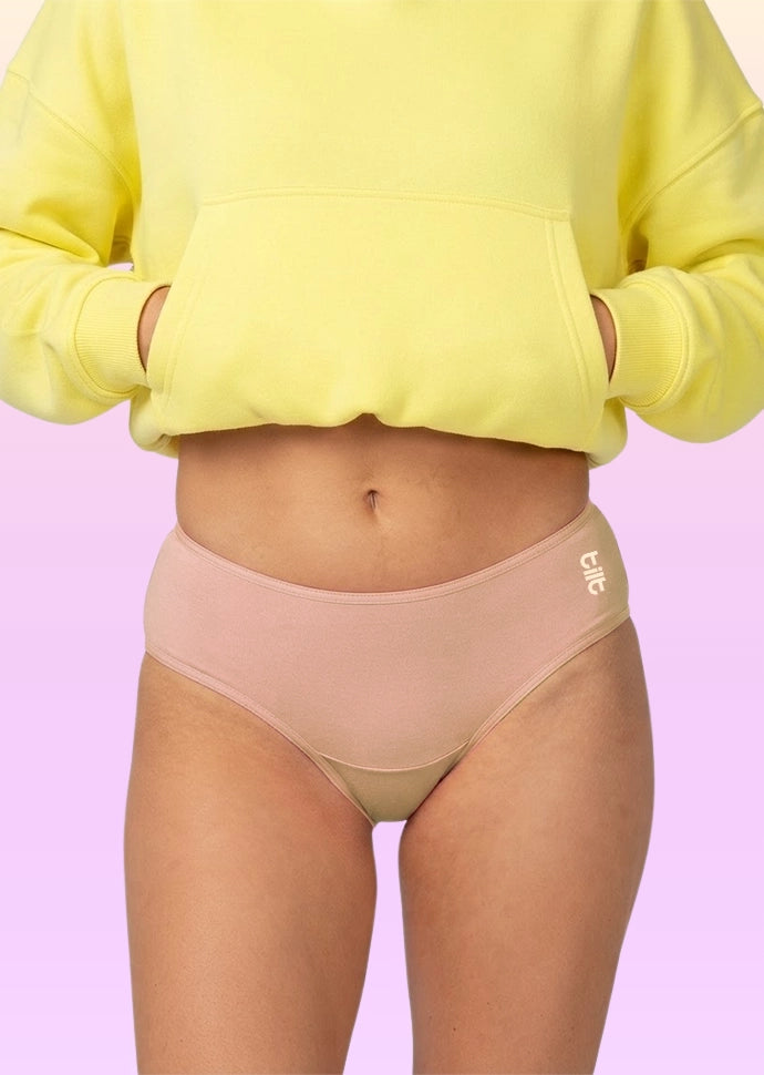 3 Pack - Teen! Mid-waist Bamboo Absorbent Underwear - Beige