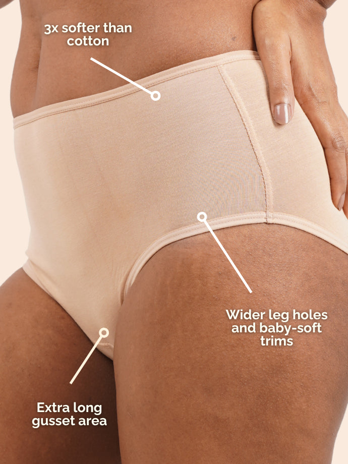 Pack of 6 - Moisture-Wicking Modal Fabric Underwear - Latte Beige Midwaist