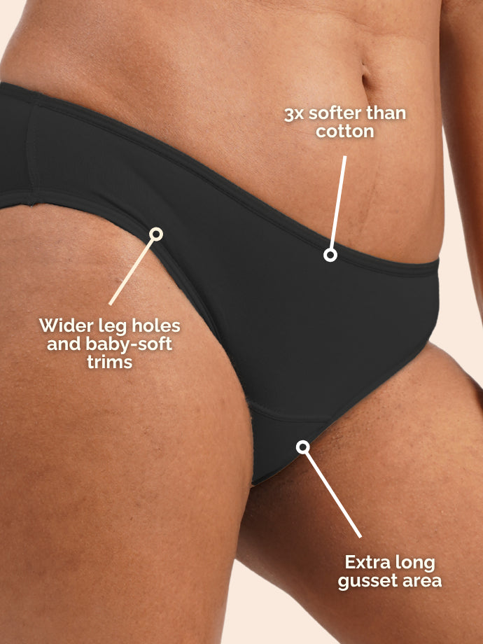 Pack of 6 - Moisture-Wicking Modal Fabric Underwear - Panther Black Low-waist