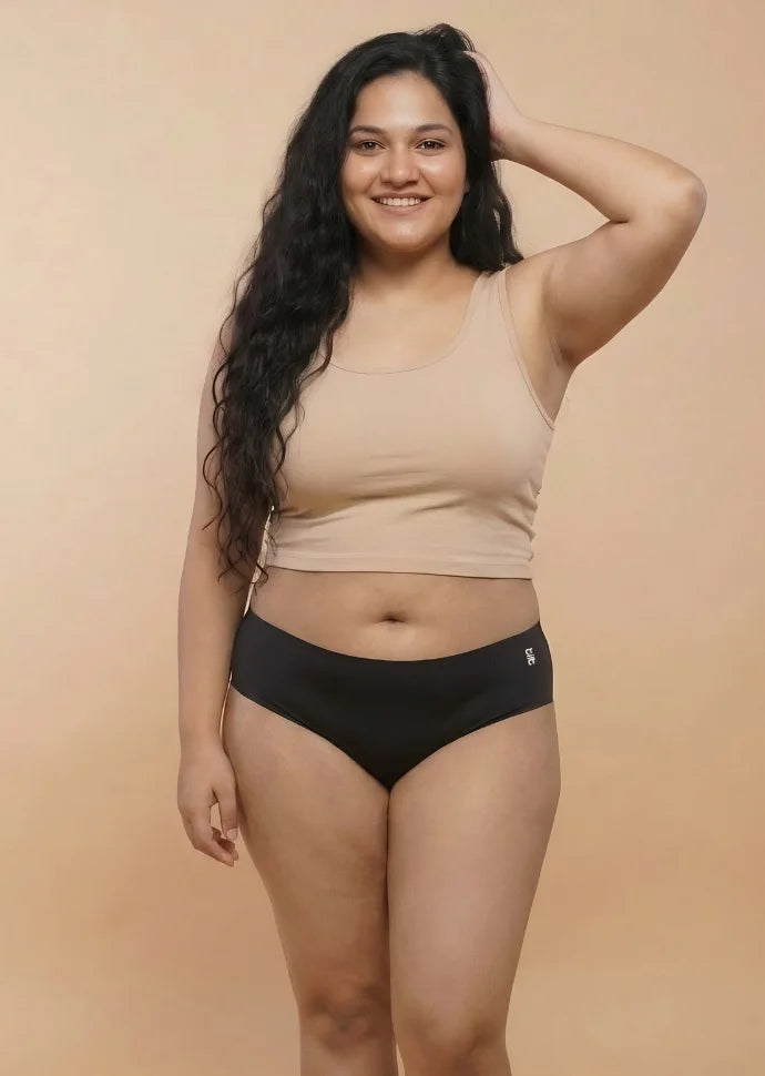 Black Mid-waist Seamless Underwear