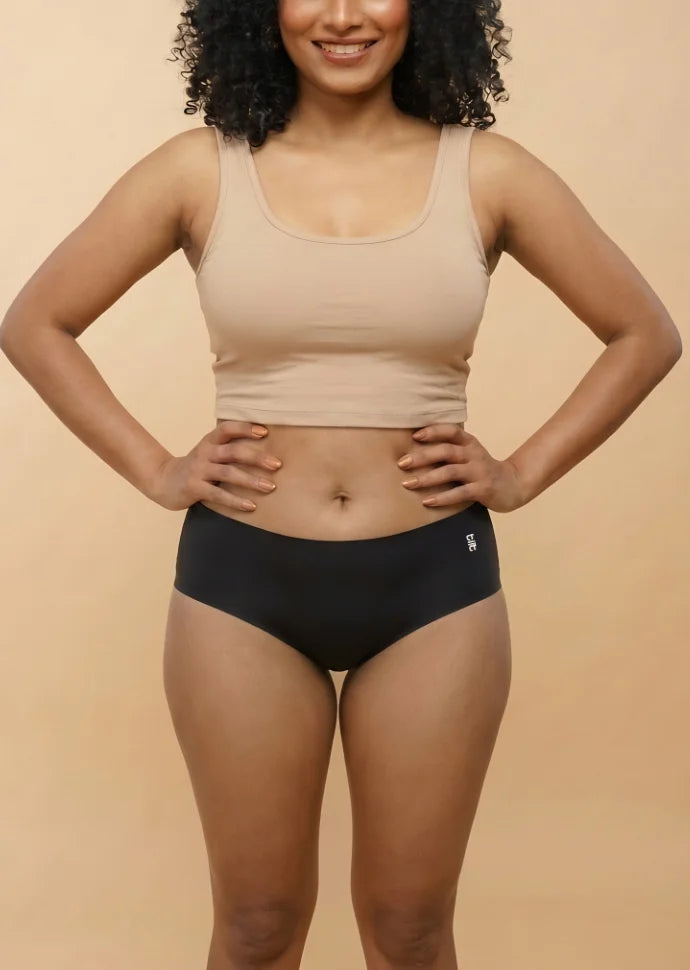 Black Mid-waist Seamless Underwear