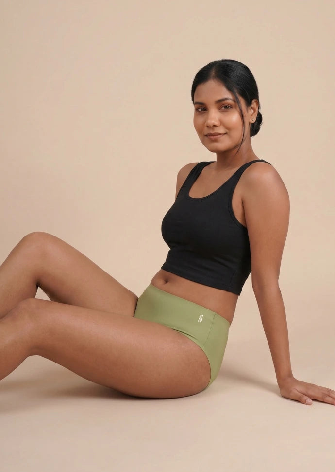 3 Pack - Green Mid-waist Seamless Underwear