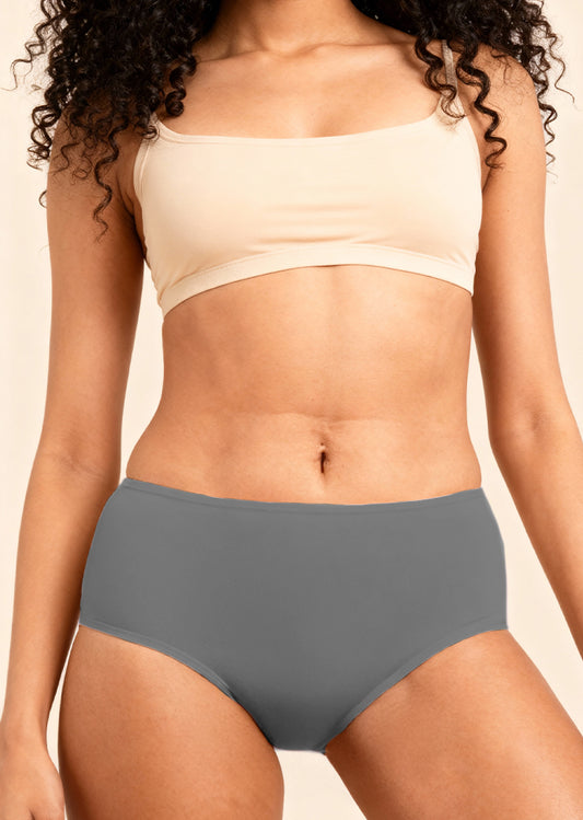 Grey Mid-waist Absorbent Underwear