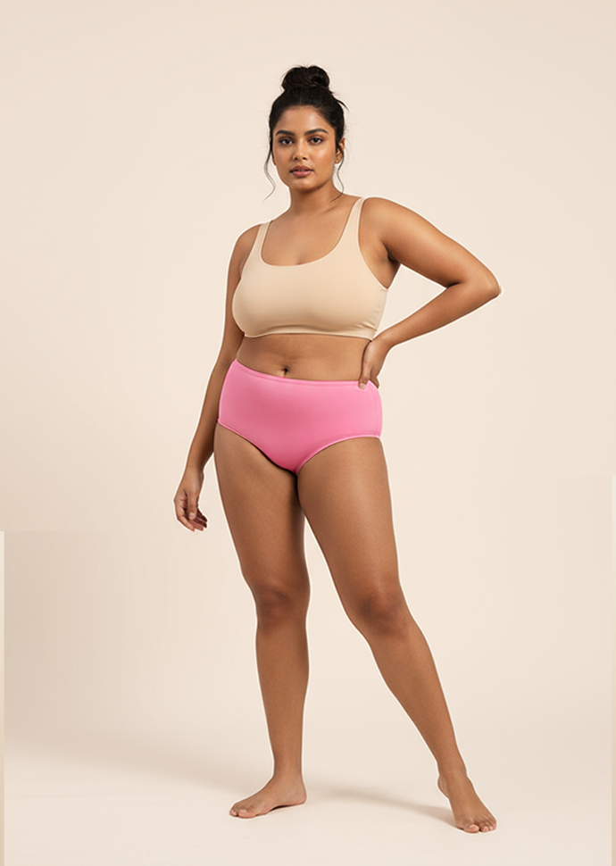 4 Pack - Pink Mid-waist Absorbent Underwear