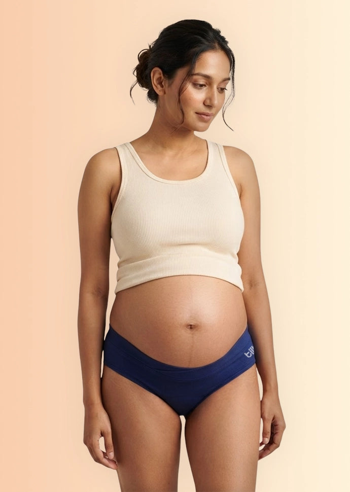 Leakproof Maternity Underwear Blue - Below Bump