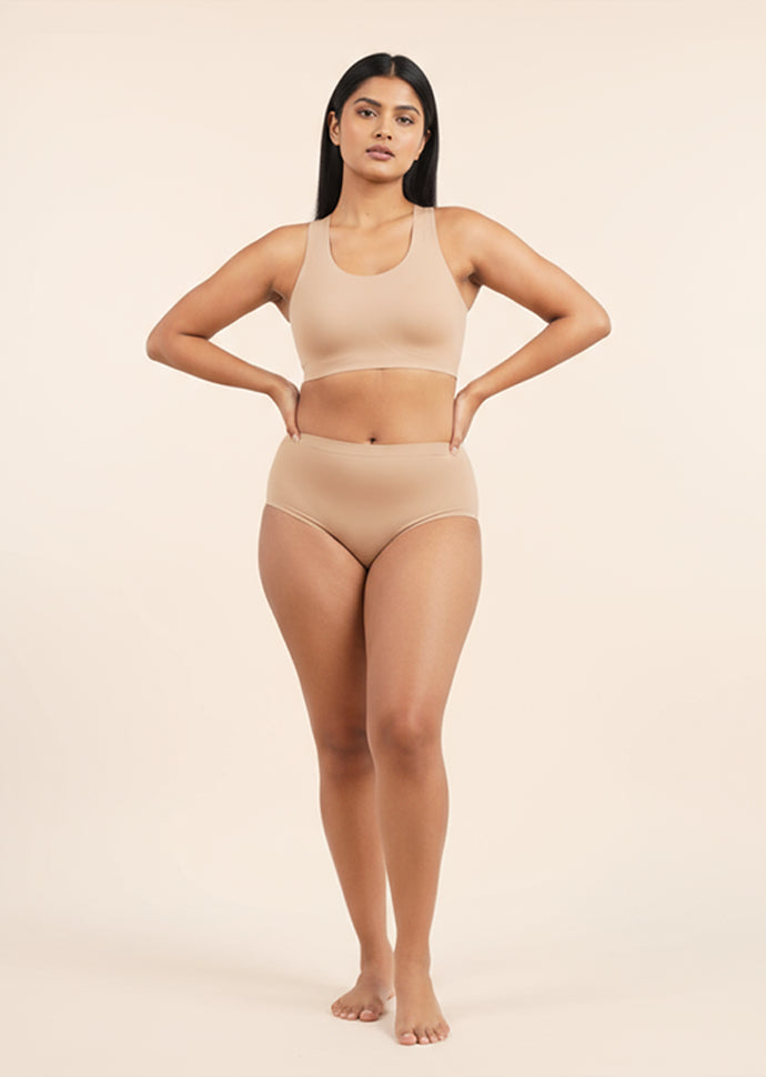 4 Pack - Beige Mid-waist Absorbent Underwear