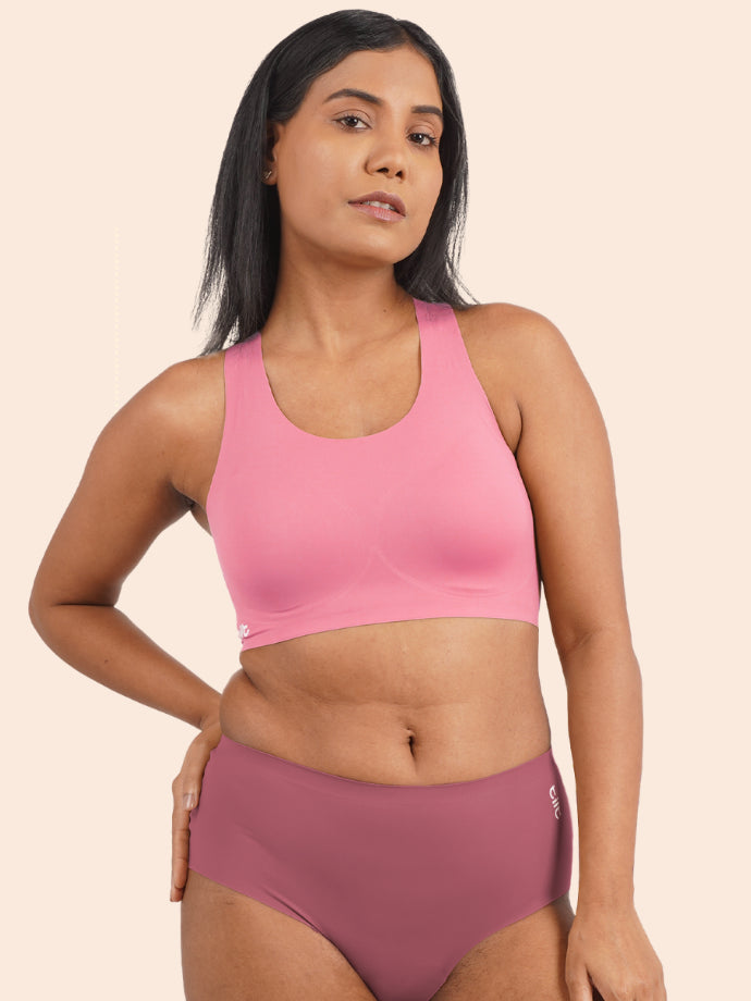 Tilt x Dr. Cuterus - Fursat Crossback Pink Bra and Seamless Gúlab Pink Underwear Set