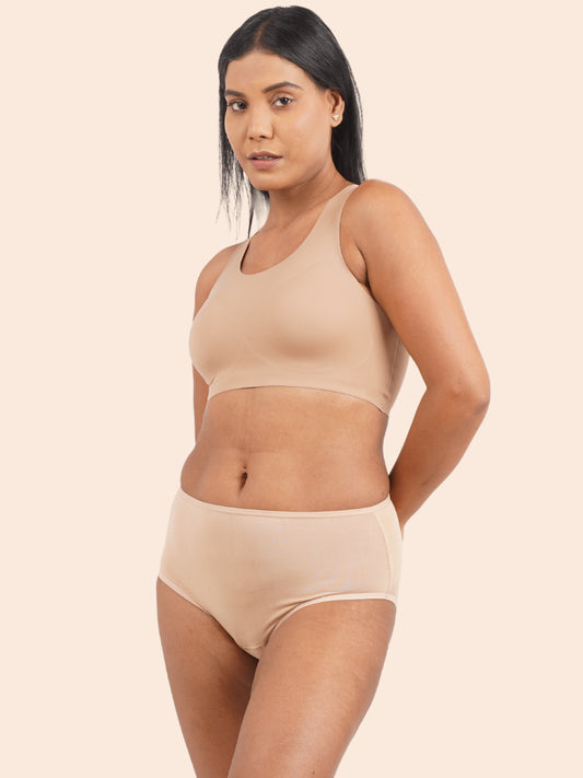 Tilt x Dr. Cuterus - Fursat Crossback Beige Bra and Modal Midwaist Beige Underwear Set