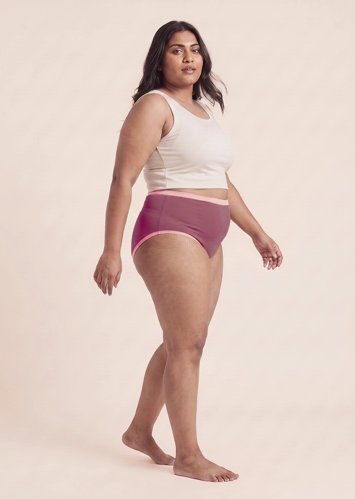 2 Pack - Mauve High-waist Cotton Absorbent Underwear