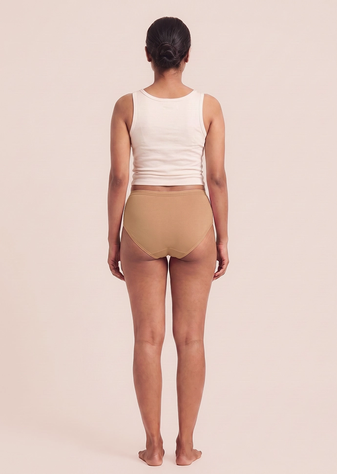 Beige High-waist Cotton Absorbent Underwear