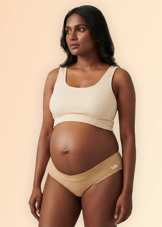 2 Pack - Leakproof Maternity Underwear Beige - Below Bump