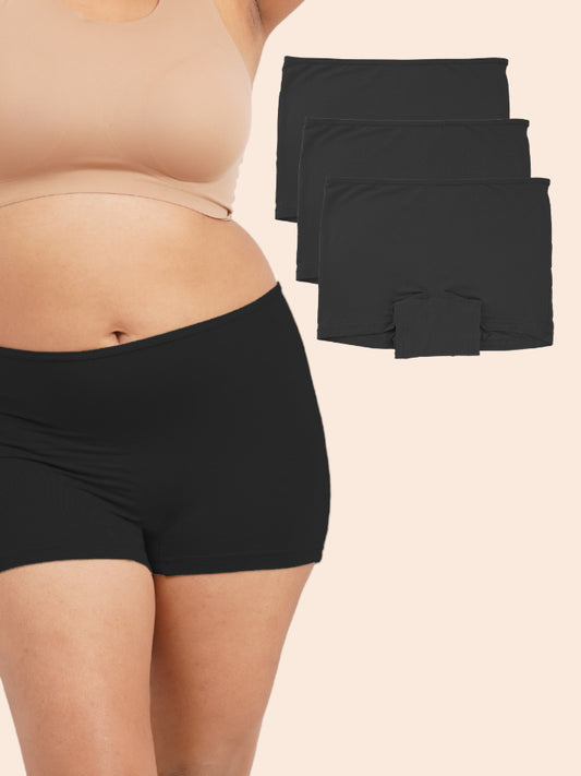 Pack of 3 - Moisture-Wicking Modal Fabric Boyshorts - Black
