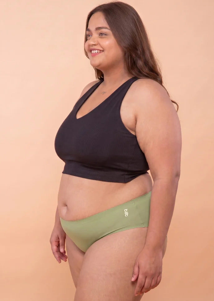 3 Pack - Green Mid-waist Seamless Underwear