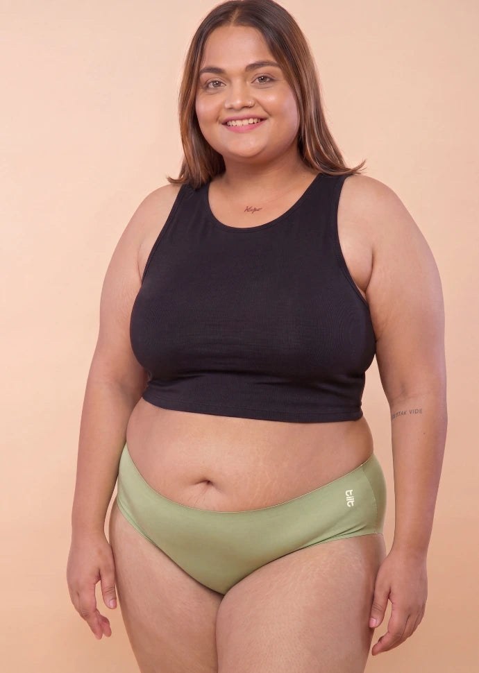 3 Pack - Green Mid-waist Seamless Underwear
