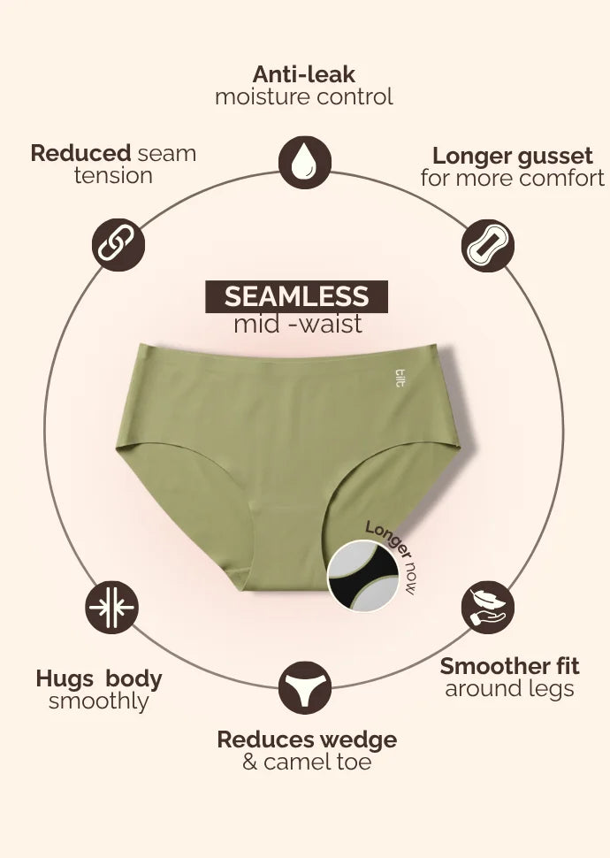 3 Pack - Green Mid-waist Seamless Underwear