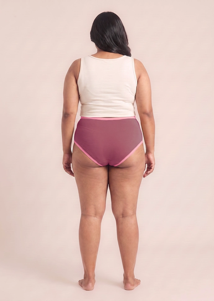 2 Pack - Mauve High-waist Cotton Absorbent Underwear