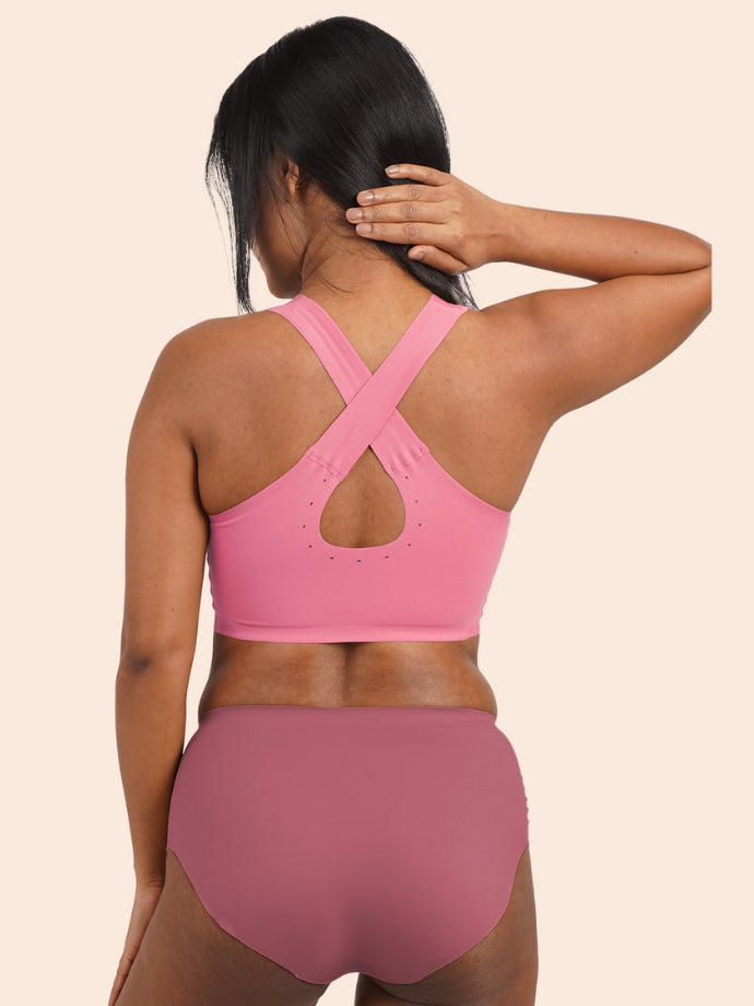 Tilt x Dr. Cuterus - Fursat Crossback Pink Bra and Seamless Gúlab Pink Underwear Set