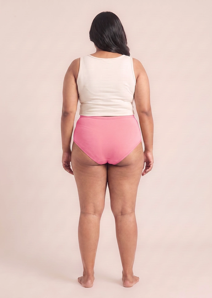 3 Pack - Pink High-waist Cotton Absorbent Underwear