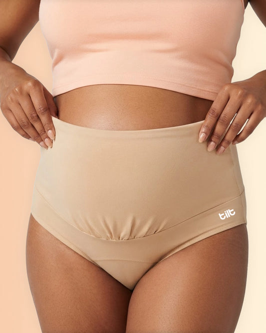 6 Pack - Leakproof Maternity Underwear Beige - Over Bump