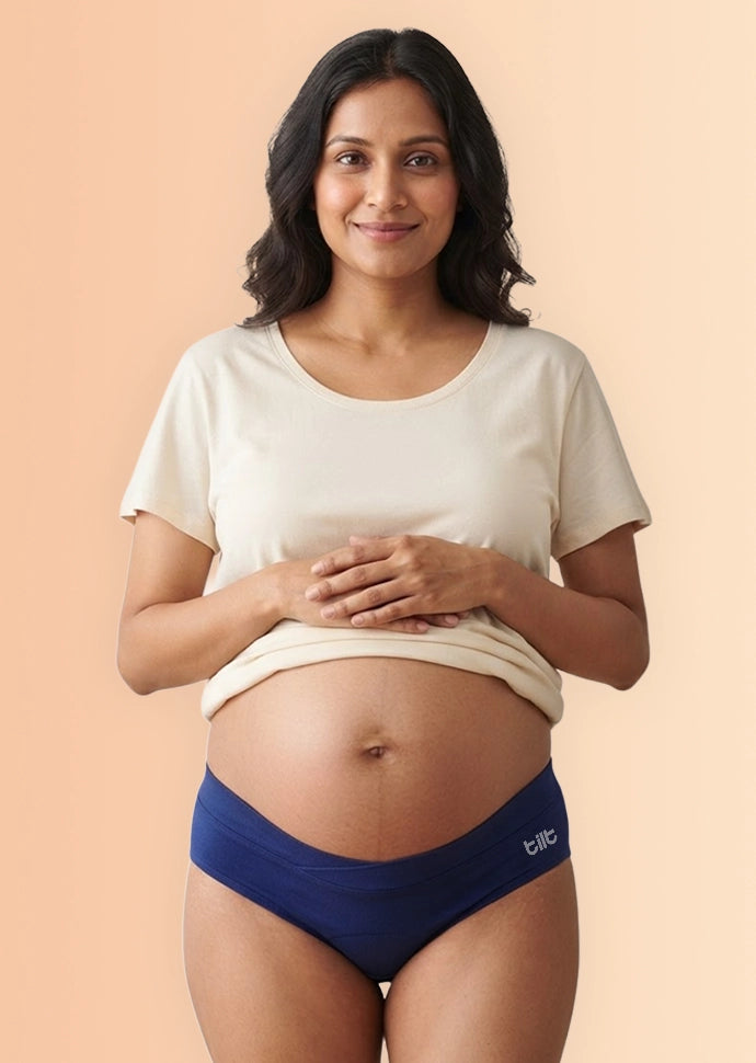 Leakproof Maternity Underwear Blue - Below Bump