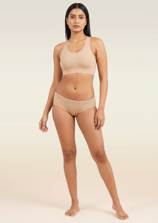 4 Pack - Beige Low-waist Absorbent Underwear