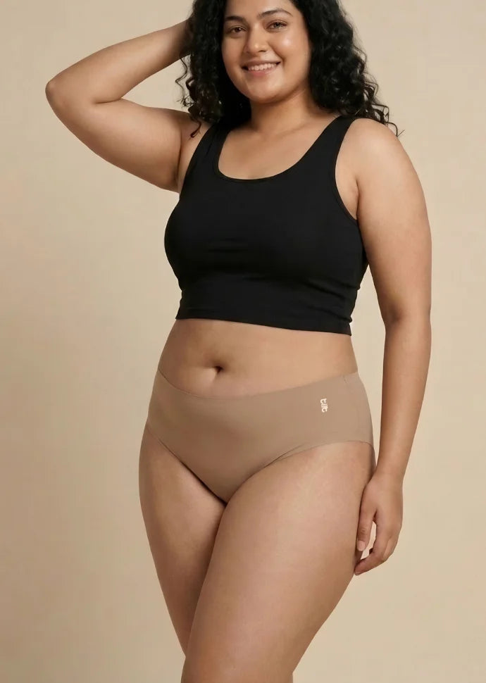 2 Pack - Beige Mid-waist Seamless Underwear