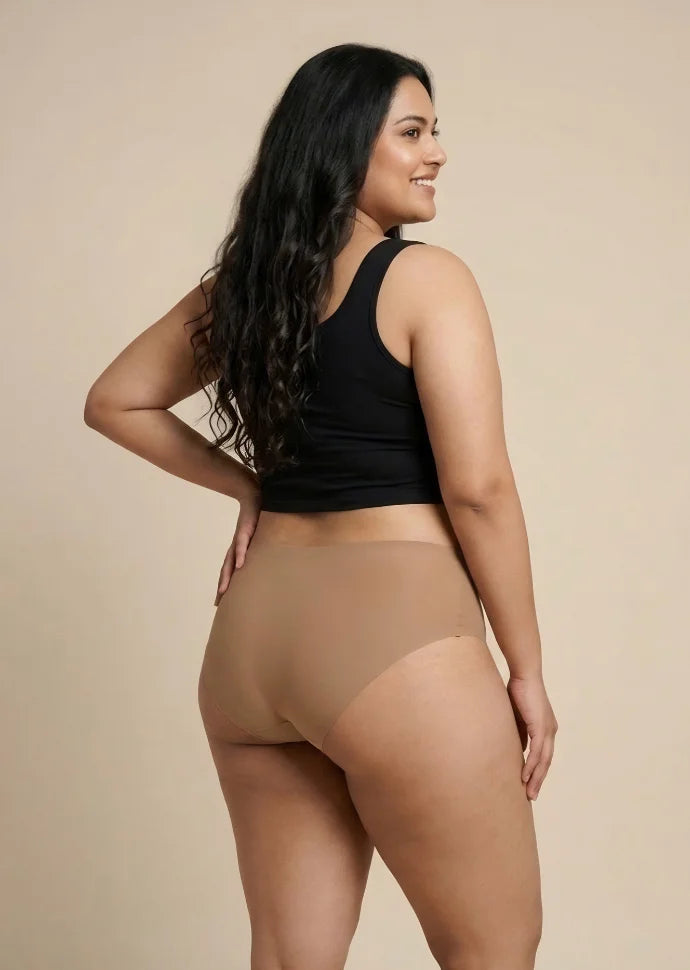 2 Pack - Beige Mid-waist Seamless Underwear