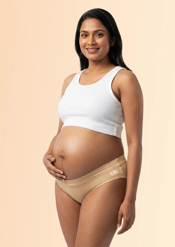 2 Pack - Leakproof Maternity Underwear Beige - Below Bump