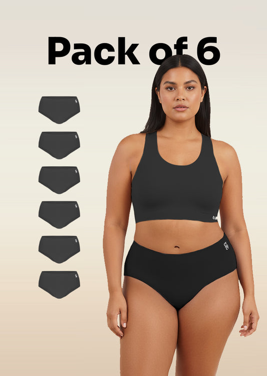 6 Pack - Black Seamless Underwear