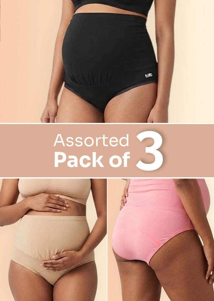 Assorted 3 Pack - Leakproof Maternity Underwear - Over Bump