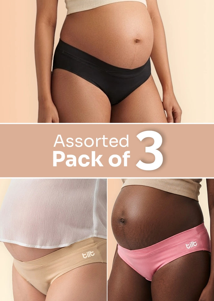 Assorted 3 Pack - Leakproof Maternity Underwear - Below Bump