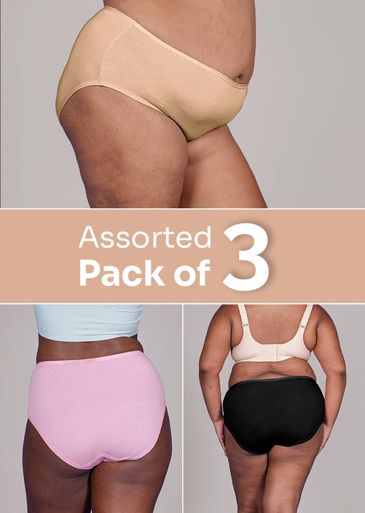Assorted 3 Pack - High-waist Cotton Absorbent Underwear