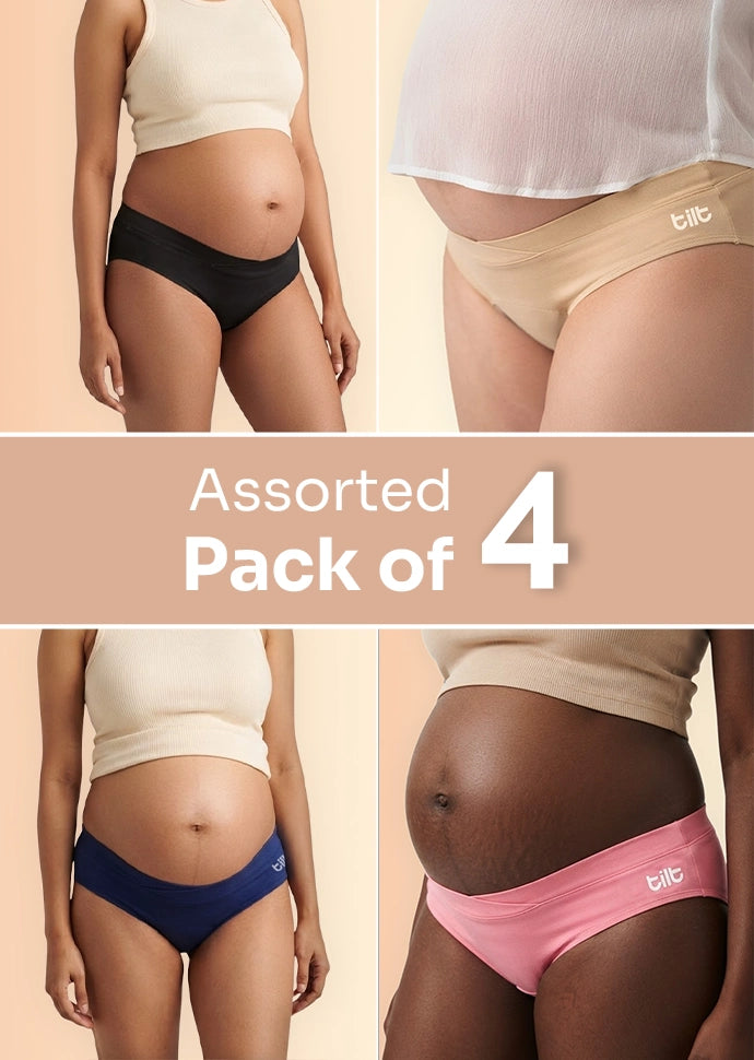 Assorted 4 Pack - Leakproof Maternity Underwear - Below Bump