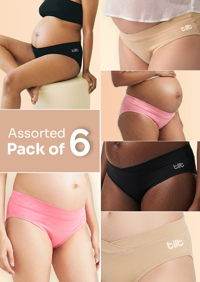 Assorted 6 Pack - Leakproof Maternity Underwear - Below Bump