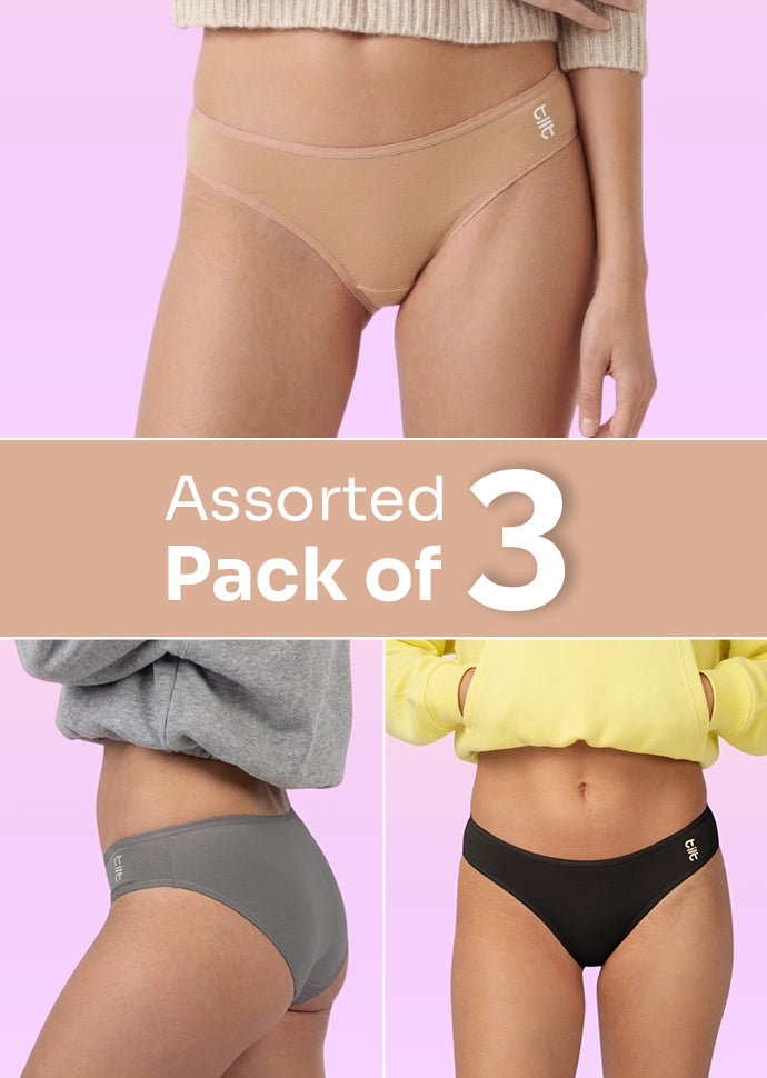 Assorted 3 Pack - Teen! Low-waist Bamboo Absorbent Underwear