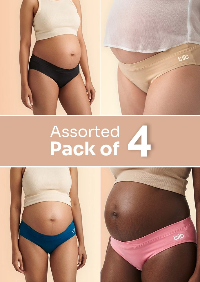 Assorted 4 Pack - Leakproof Maternity Underwear - Below Bump